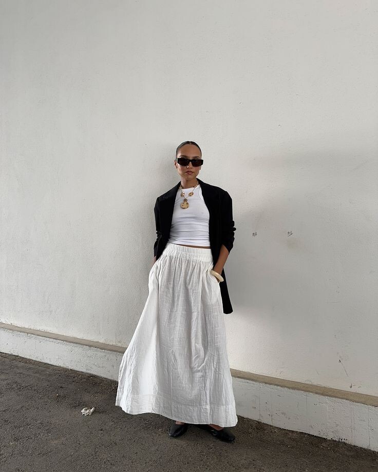 Λευκή maxi φούστα + blazer