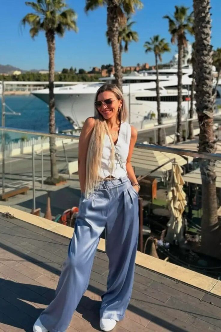 Palazzo pants με απλό tank top