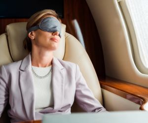 Skincare routine in an airplane