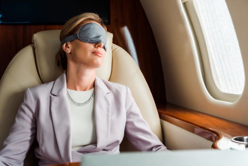 Skincare routine in an airplane